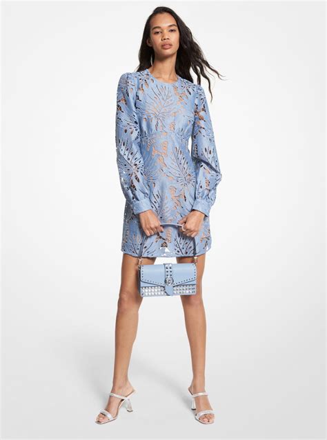 michael kors palm lace mini dress|Palm Lace Blouson Sleeve Dress .